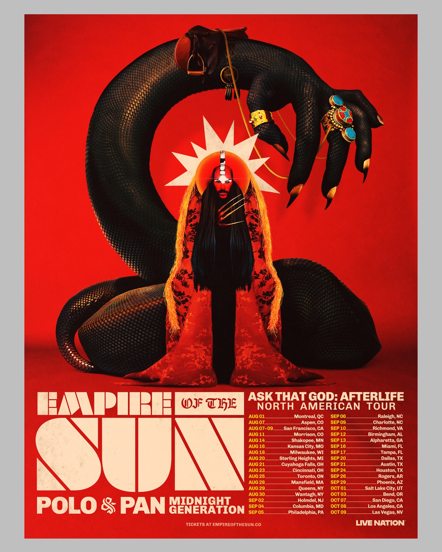 Empire of the Sun Ask That God: Europe 2026 Tour Poster 2026